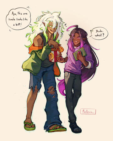 Full body x2, flat background